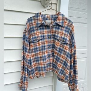 super soft blue and orange fall flannel